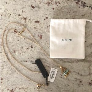 💍NWT J.Crew Long Dainty Tassel Necklace Aqua Gold